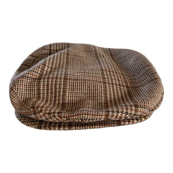 Vintage Classic Brown Plaid Flat Cap Sz L - Picture 1 of 6